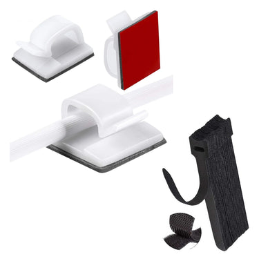 IBRIQO® 60 Clips Adhesivos Blancos Sujeta Cables y 10 Bridas